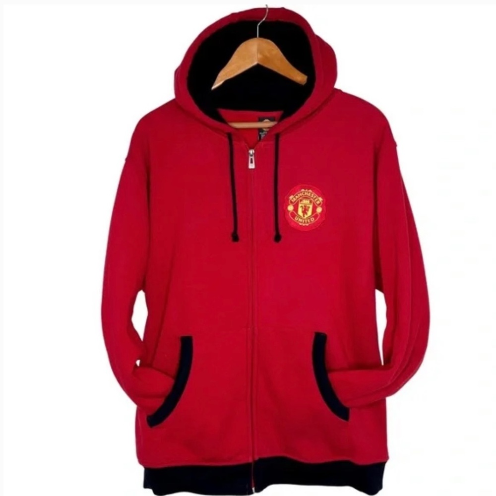 Manchester United  FC Full Zip Hoodie, Red/Black, Lg
